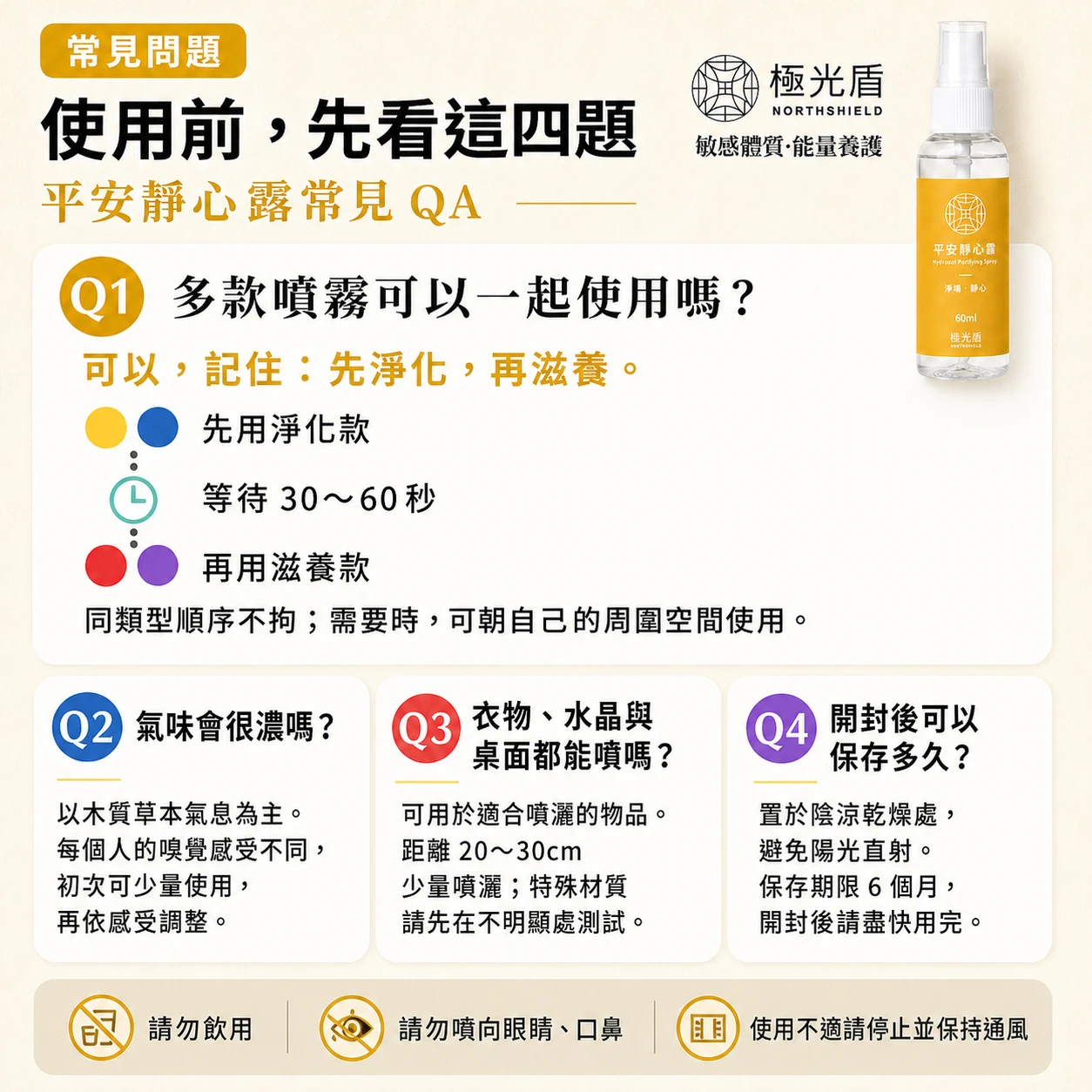 平安靜心露 60ml｜日常空間淨化噴霧・隨身用