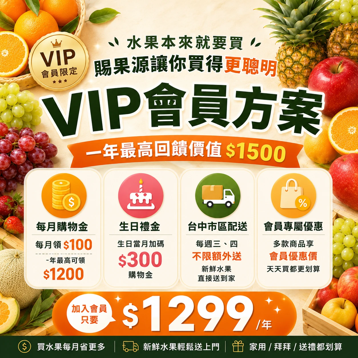 賜果源 VIP 會員（12個月）