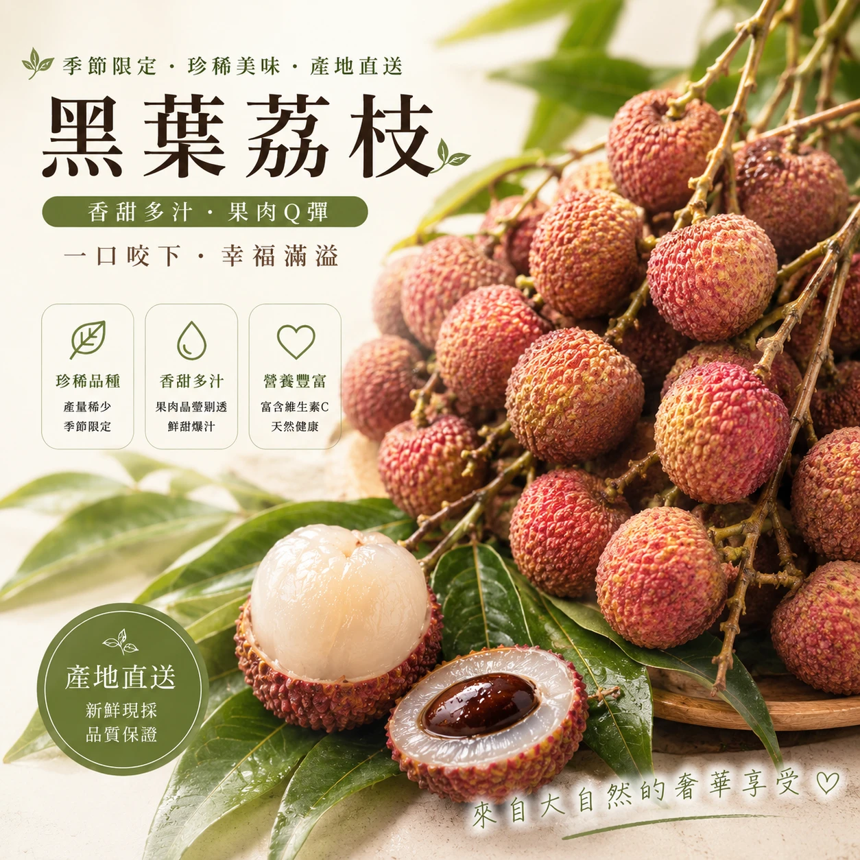 產地現採70年老欉・高山黑葉荔枝｜5斤裝