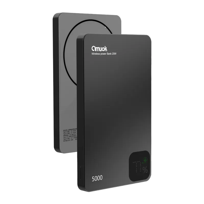 【amuok】雲薄數顯磁吸無線充行動電源5000mAh