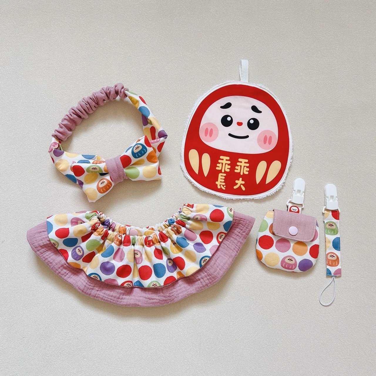 荷葉圍兜五件組