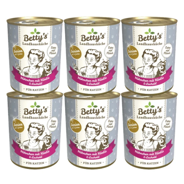 Betty’s 蓓蒂奶奶 貓咪無穀主食罐-雞肉+南瓜+鮭魚油 400gx6罐