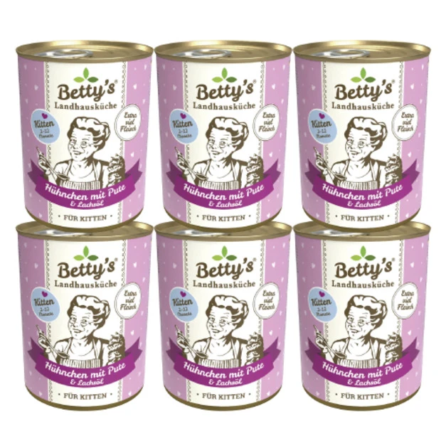 Betty’s 蓓蒂奶奶 貓咪無穀主食罐-幼貓 雞肉+火雞肉 400gx6入