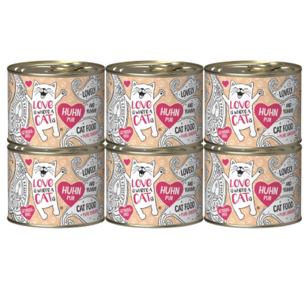 LOVE IS WHERE A CAT IS 愛貓之心 貓咪無穀主食罐-純雞肉(單一純肉) 200gx6入