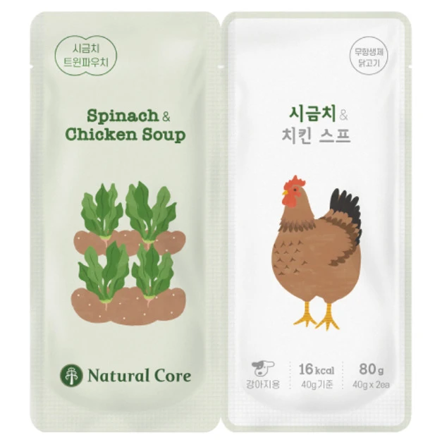 韓國 NATURAL CORE 自然核心 狗狗營養雙袋-菠菜&雞肉 40gx2入