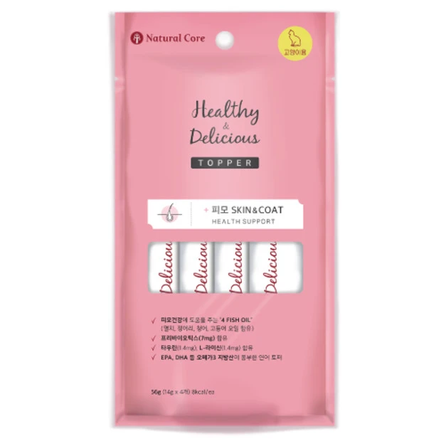 韓國 NATURAL CORE 自然核心 Healthy Topper 保健貓肉泥-皮毛保健 14gx4入