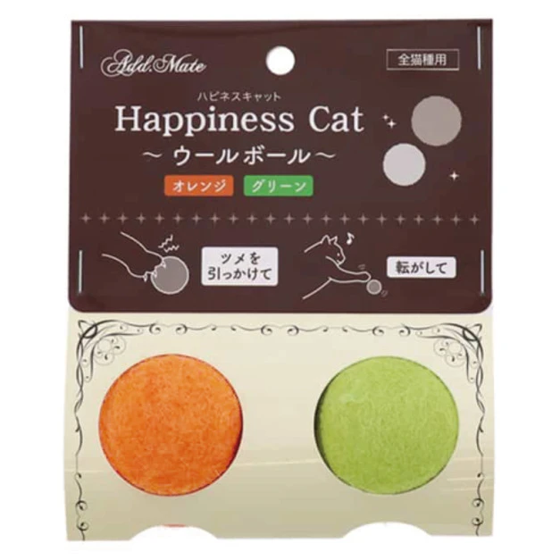 Petio Happiness Cat 毛球貓玩具-橙色綠色 2顆