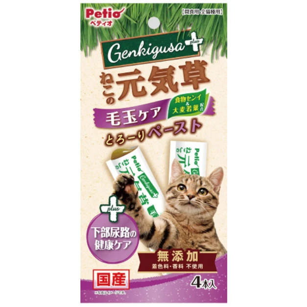 日本製 Petio 貓的元氣草-毛球&下部尿路健康護理肉泥 10gx4入