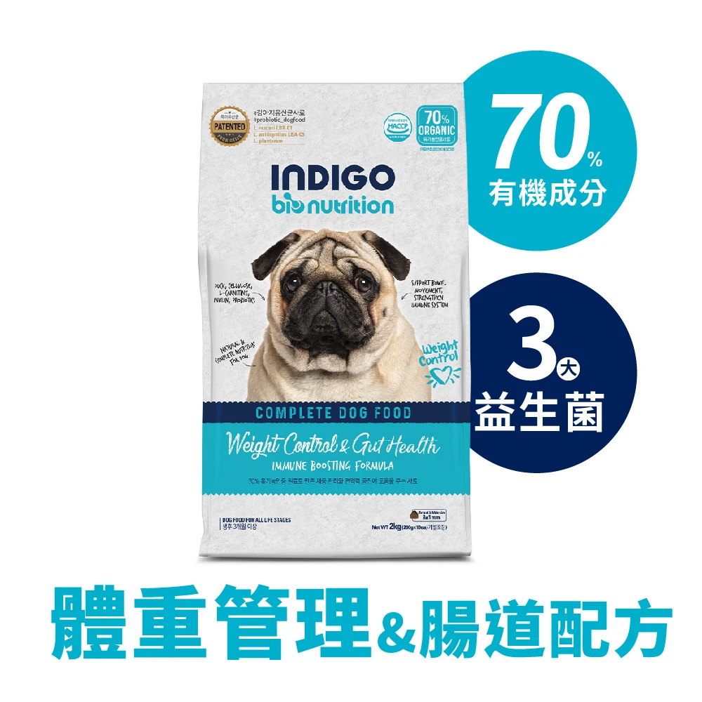 INDIGO 英迪格機能有機飼料 體重管理&腸道配方 犬用 2/6KG