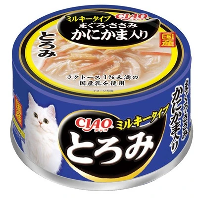 (箱售24罐入）【日本CIAO】多樂米濃湯罐-奶香鮪魚、雞肉片和蟹肉棒