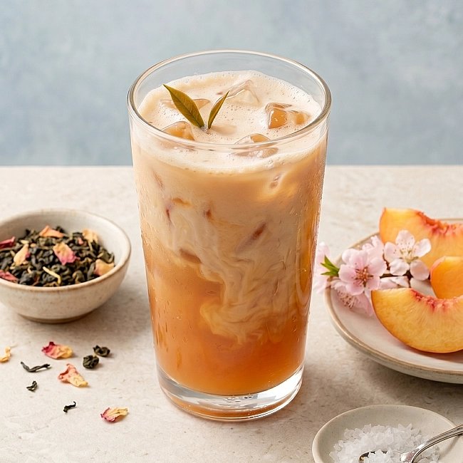 蜜桃烏龍海鹽奶茶