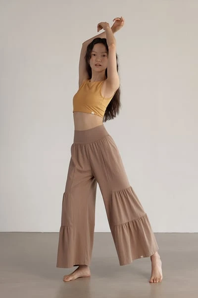 Dhyani 瑜珈蛋糕闊腿褲 核桃棕色