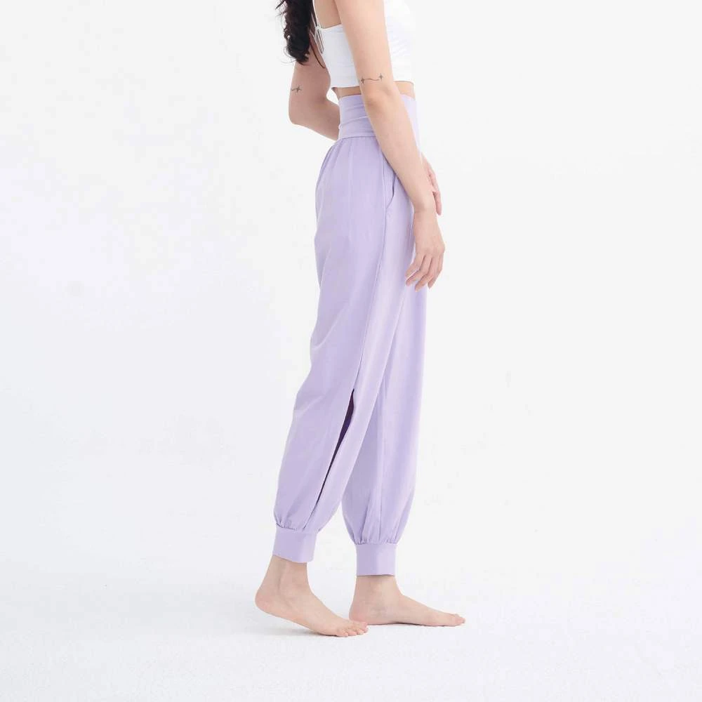 Happy yogi studio 瑜珈側開岔束腳寬褲 薰衣草紫