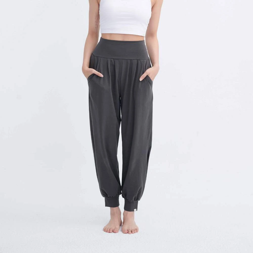 Happy yogi studio 瑜珈側開岔束腳寬褲 鐵灰色