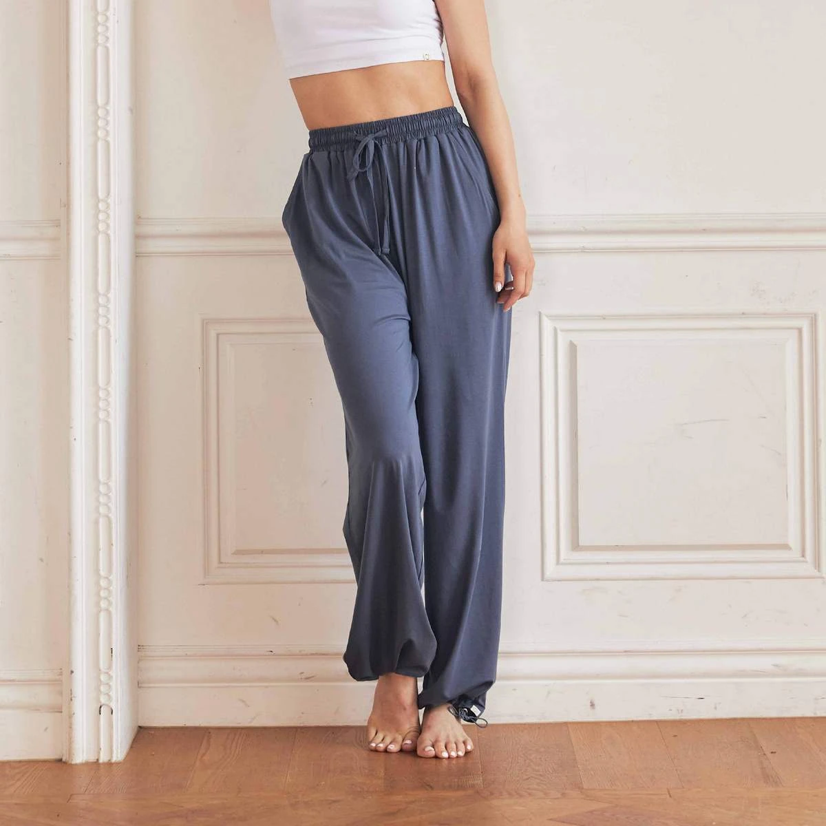 Happy yogi studio 兩穿闊腿寬褲 復古藍