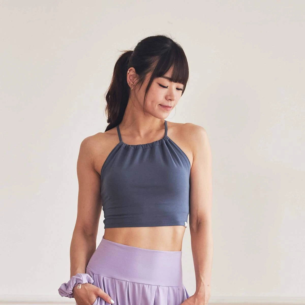 Happy yogi studio 瑜珈削肩款內衣 復古藍