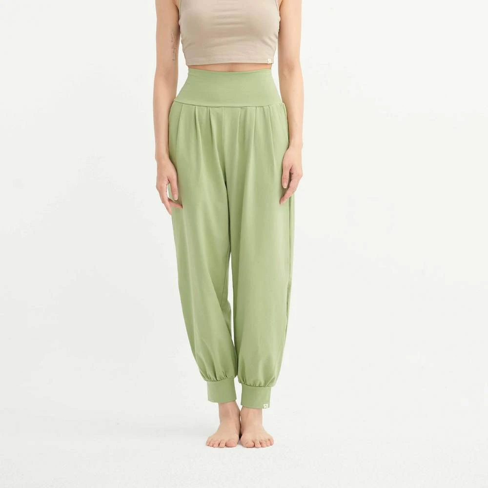 Happy yogi studio 瑜珈側開岔束腳寬褲 開心果綠
