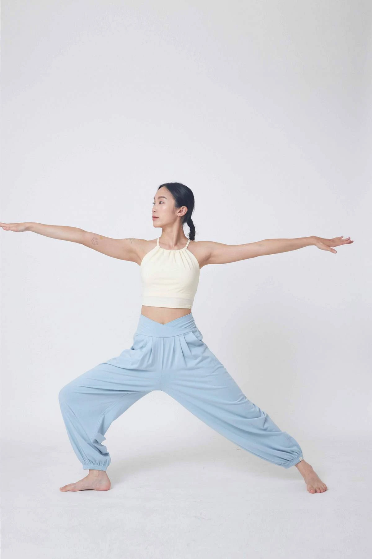 Happy yogi studio 瑜珈雙腰帶束腳寬褲 天空藍