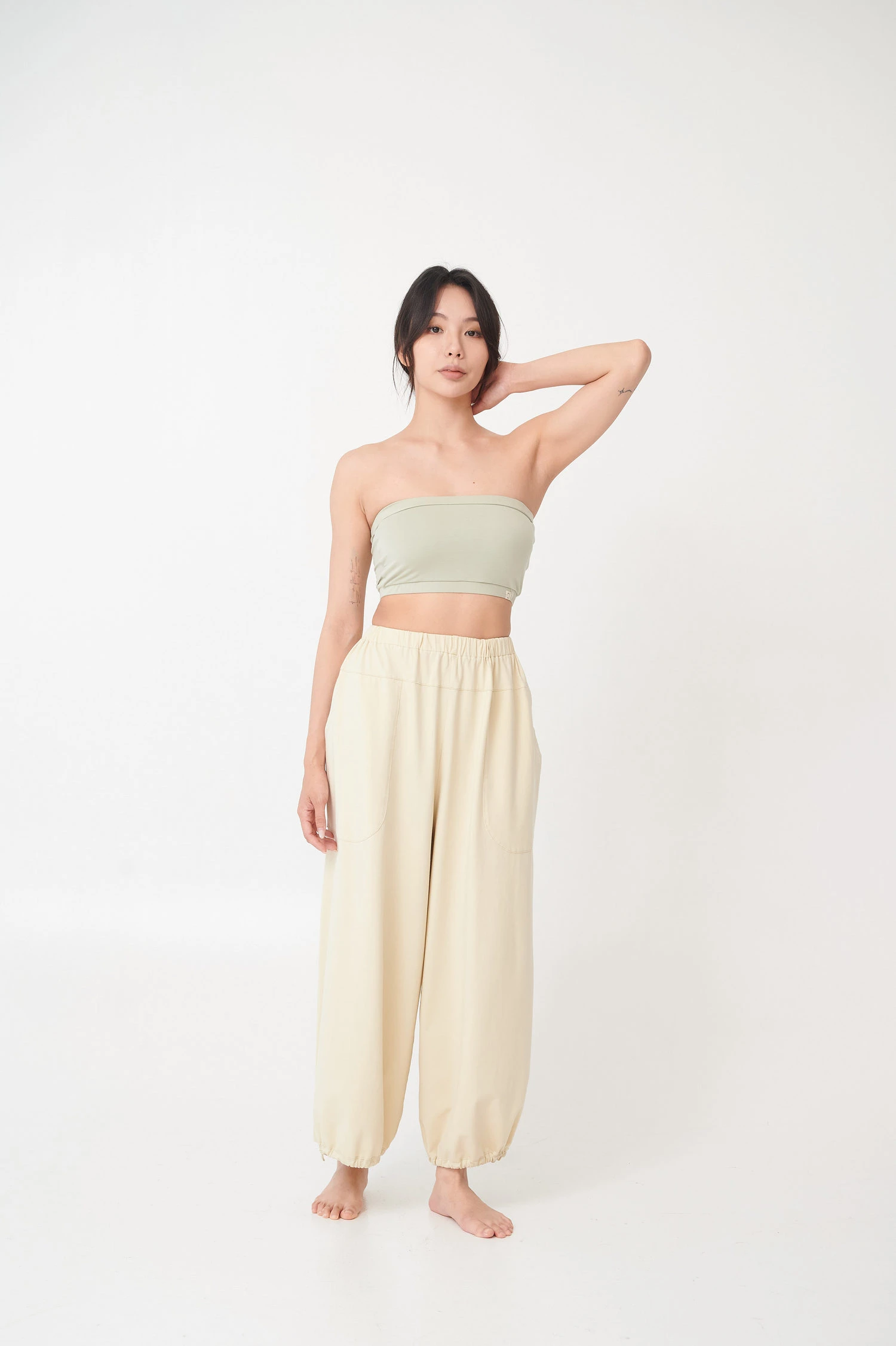 Happy yogi studio 瑜珈兩穿貼袋寬褲 生酪梨