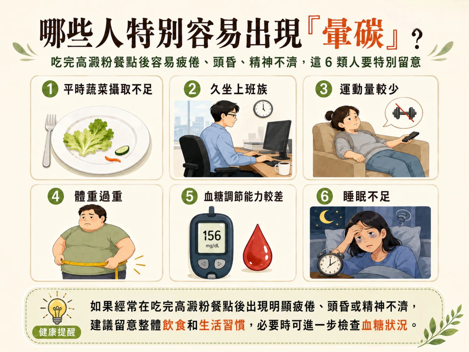 哪些人飯後特別容易出現「暈碳」？