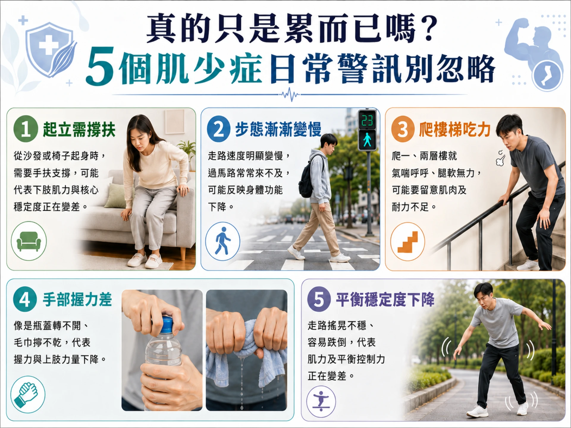 怎麼判斷有無肌少症？5個日常肌少症檢測方法