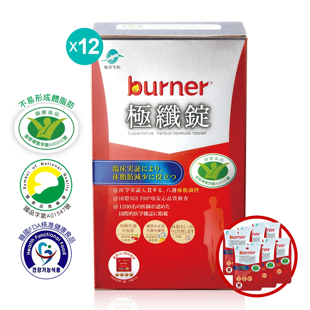 【定期購】買6送6再送6★船井®burner®倍熱®極纖錠-8週打擊頑固囤積組(共504顆)
