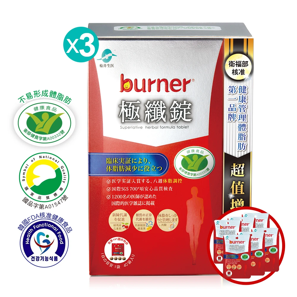 【定期購】買6送6再送6★船井®burner®倍熱®極纖錠-8週打擊頑固囤積組(共504顆)