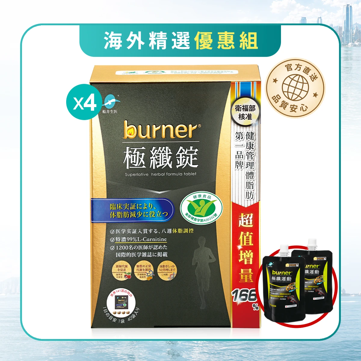 【海外人氣精選】船井®burner®倍熱®極纖錠★黑色運動限定版★