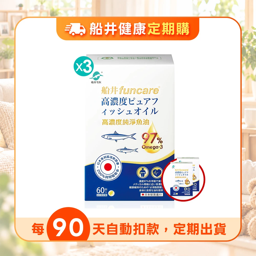 【定期購】買2送1再送2★船井®日本進口97% rTG高濃度純淨魚油Omega-3 (EPA+DHA)菁英補給組