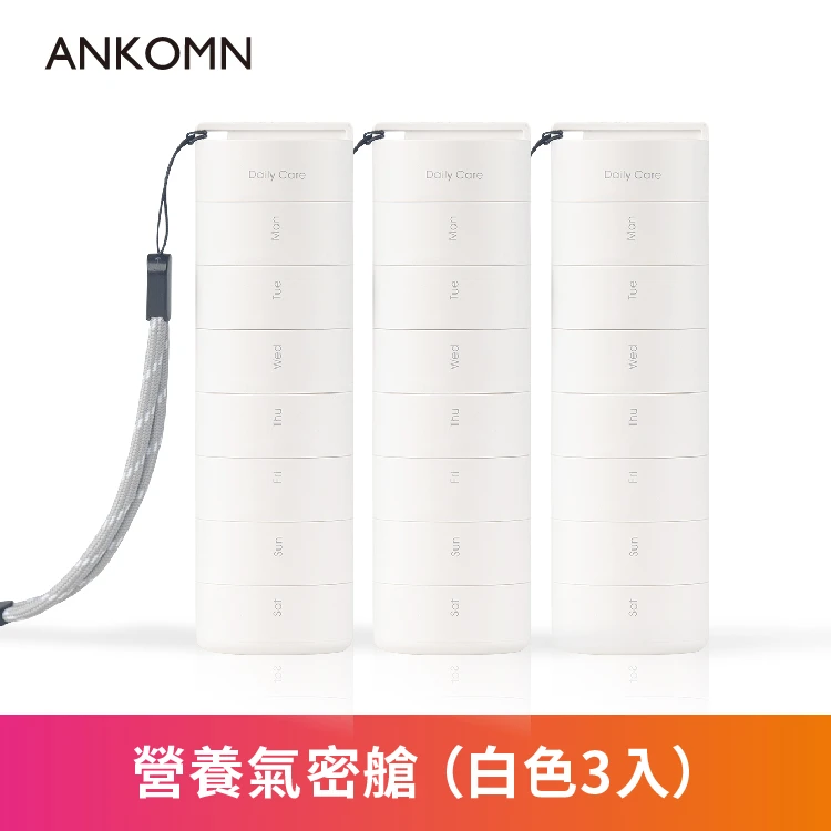 營養氣密艙｜葉黃素 魚油 B群 保健品分裝盒 藥盒（三入）（白）
