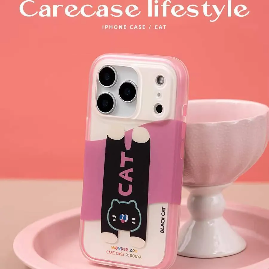 趴趴動物系列-趴趴黑粉貓咪 MagSafe iPhone 手機殼