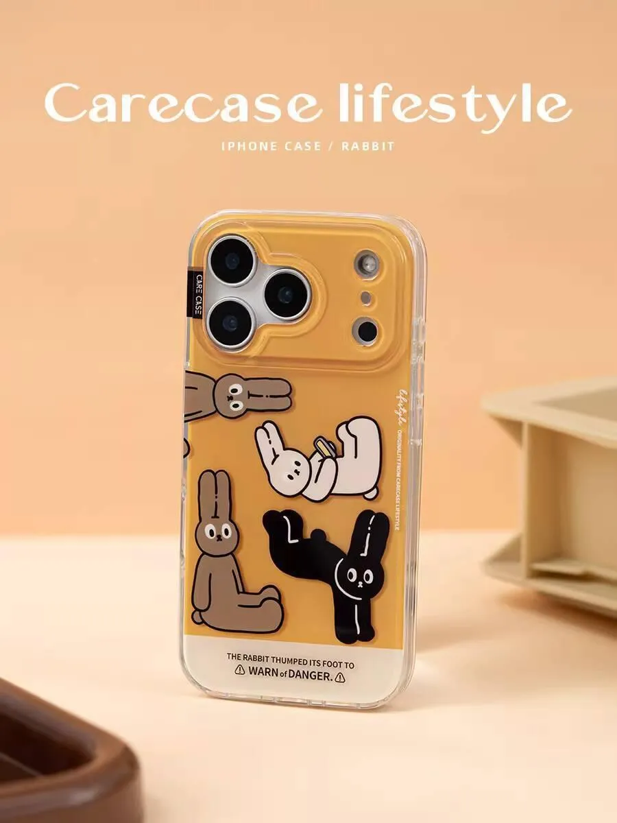 創意兔子雙層印花 iPhone 手機殼