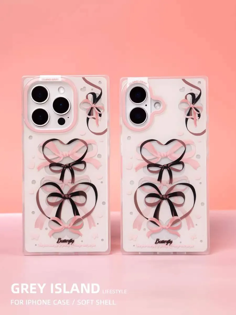 粉色蝴蝶結方形 iPhone 手機殼