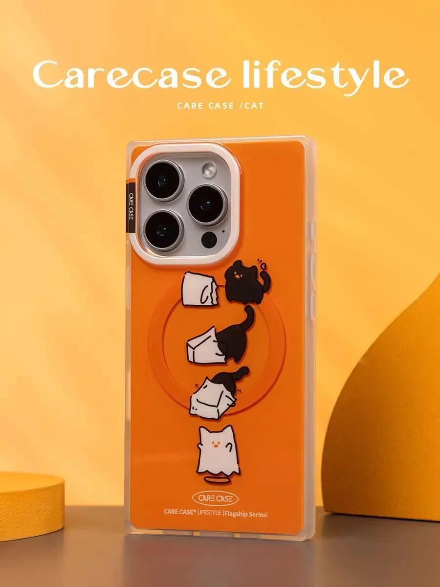 裝扮小鬼貓咪方形 MagSafe iPhone 手機殼
