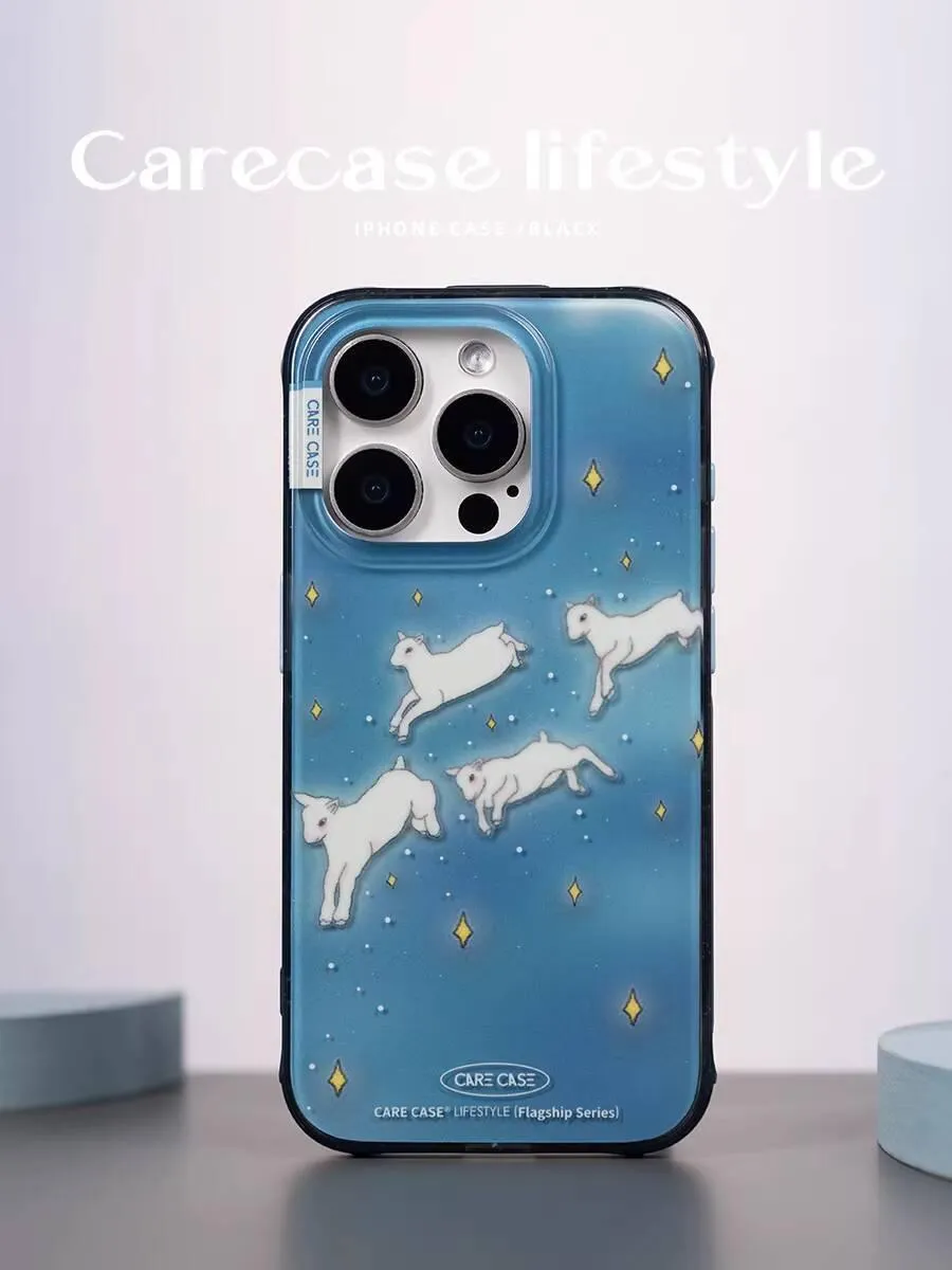 透黑彩點星空羊群 iPhone 手機殼