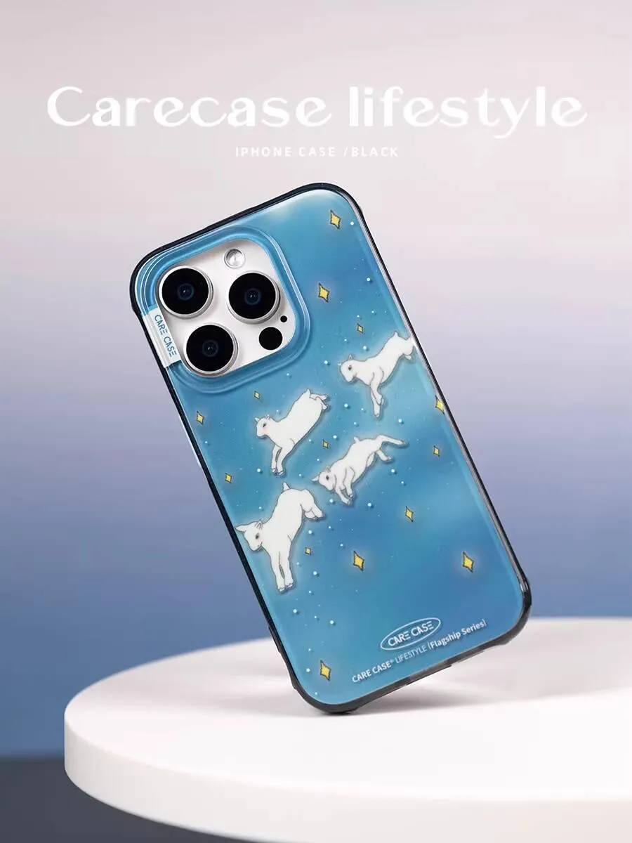 透黑彩點星空羊群 iPhone 手機殼