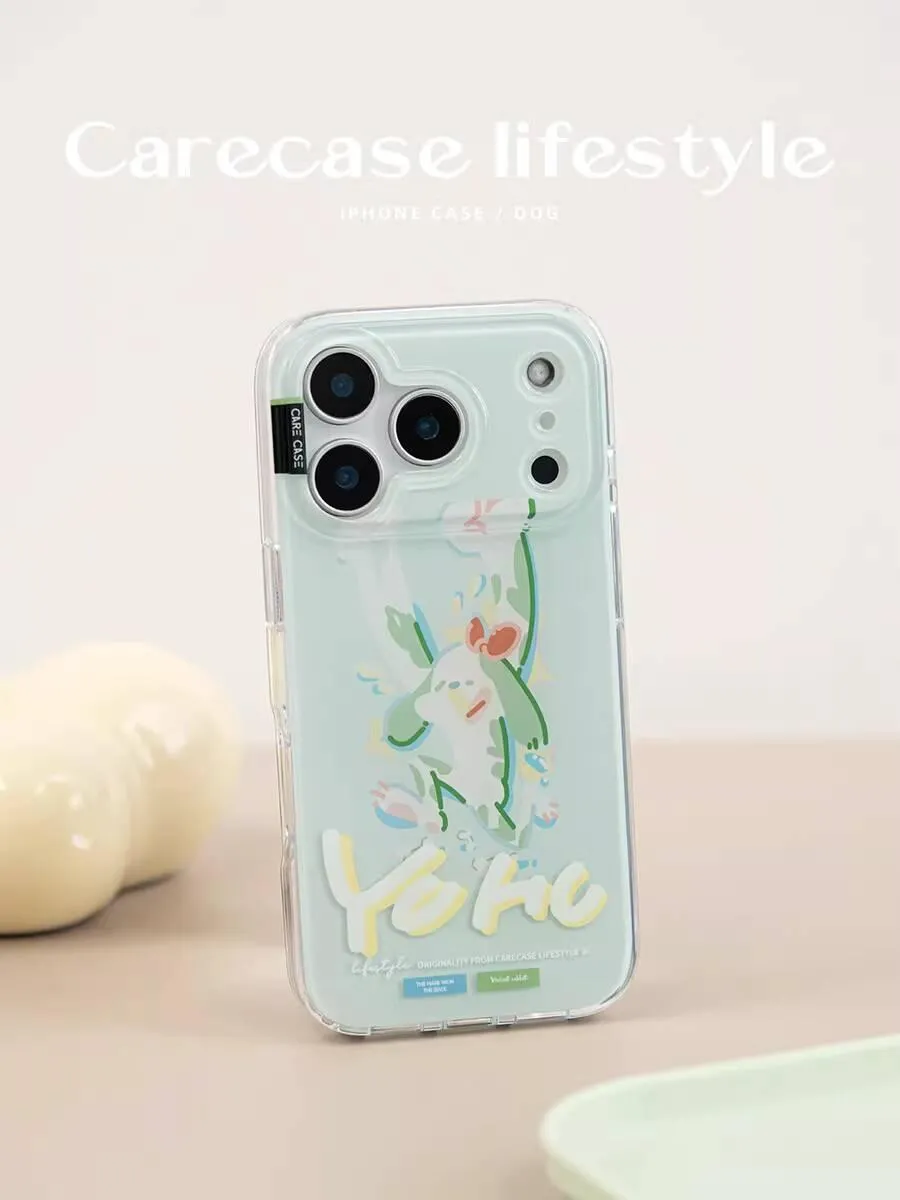 綠色小狗雙層 iPhone 手機殼