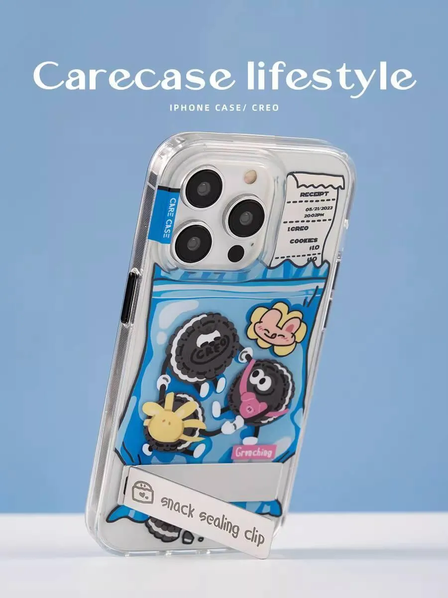 三隻餅乾零食自帶支架 iPhone 手機殼