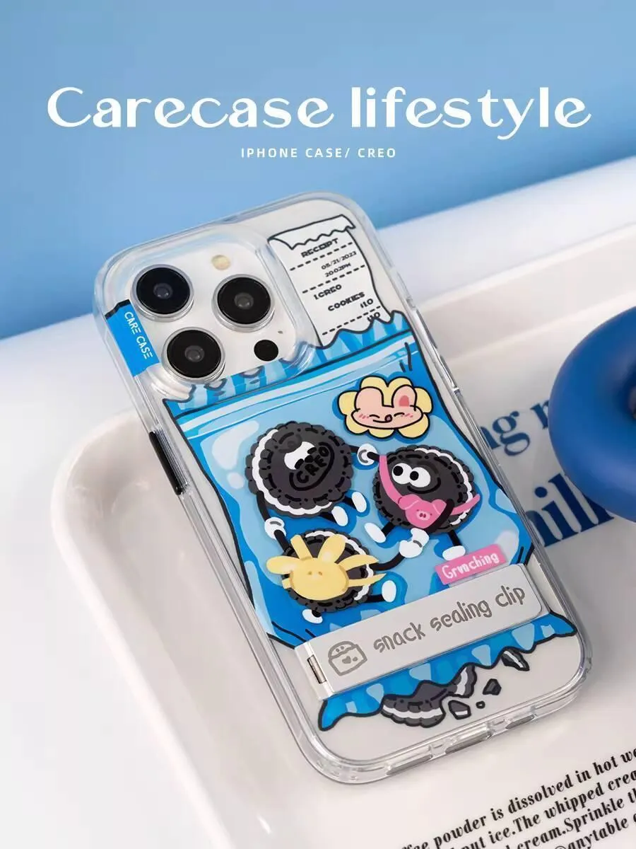 三隻餅乾零食自帶支架 iPhone 手機殼