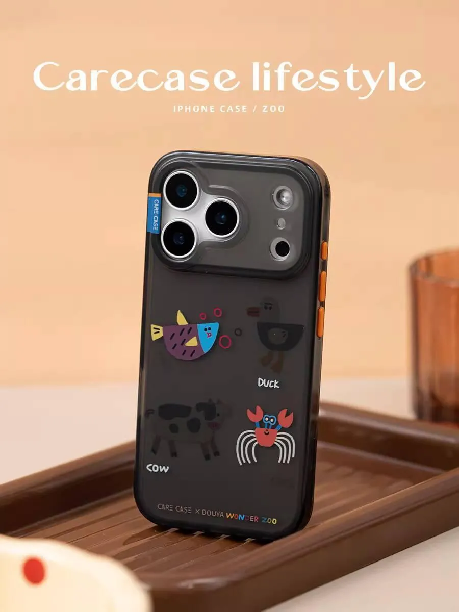 動物園螃蟹牛牛透黑雙層 iPhone 手機殼