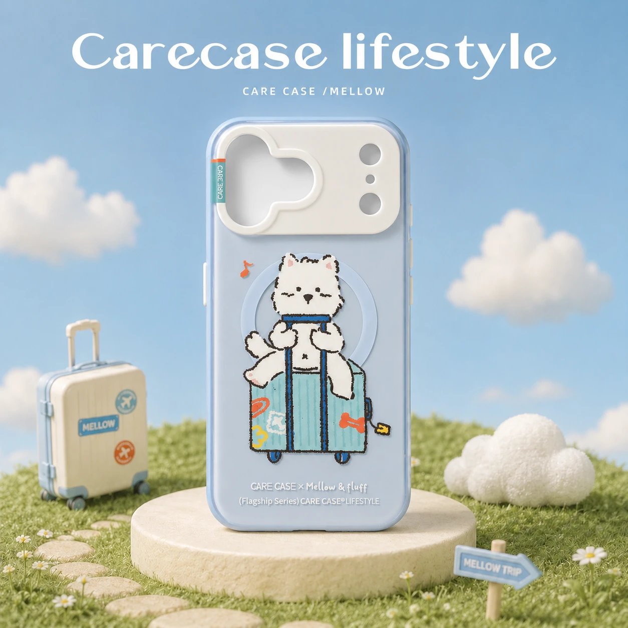 CARECASE x Mellow 聯名【藍框行李箱】MagSafe 防摔 iPhone 手機殼