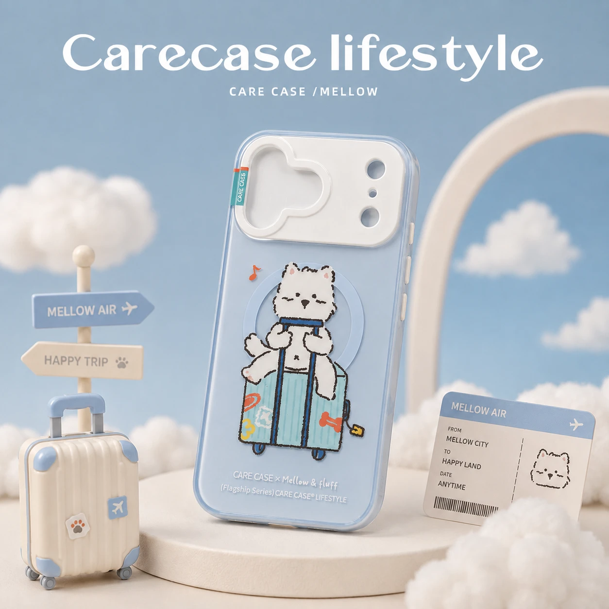 CARECASE x Mellow 聯名【藍框行李箱】MagSafe 防摔 iPhone 手機殼