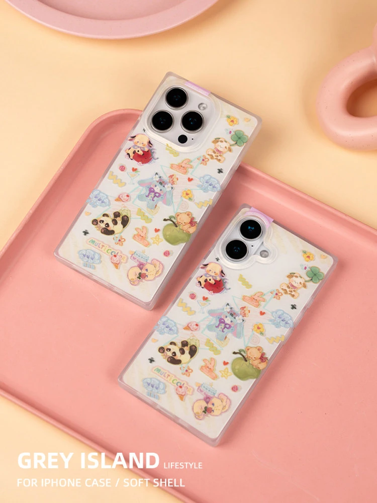 卡通星星iPhone方形手機殼