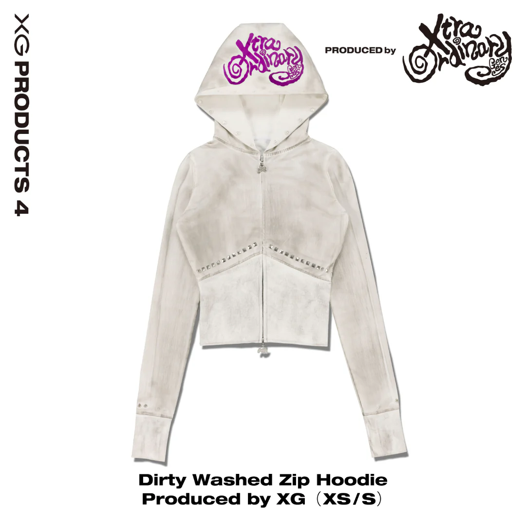 髒洗拉鍊連帽外套｜Dirty Washed Zip Hoodie Top Produced by XG