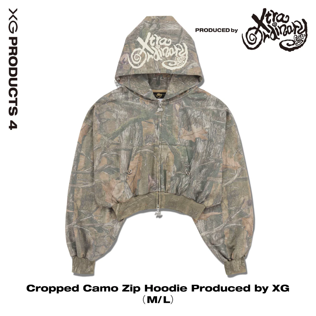 短板迷彩拉鍊連帽外套｜Cropped Camo Zip Hoodie Top Produced by XG