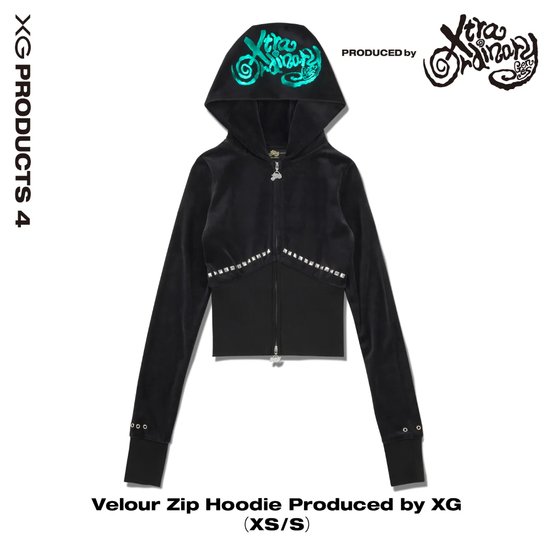 絲絨拉鍊連帽外套｜Velour Zip Hoodie Produced by XG