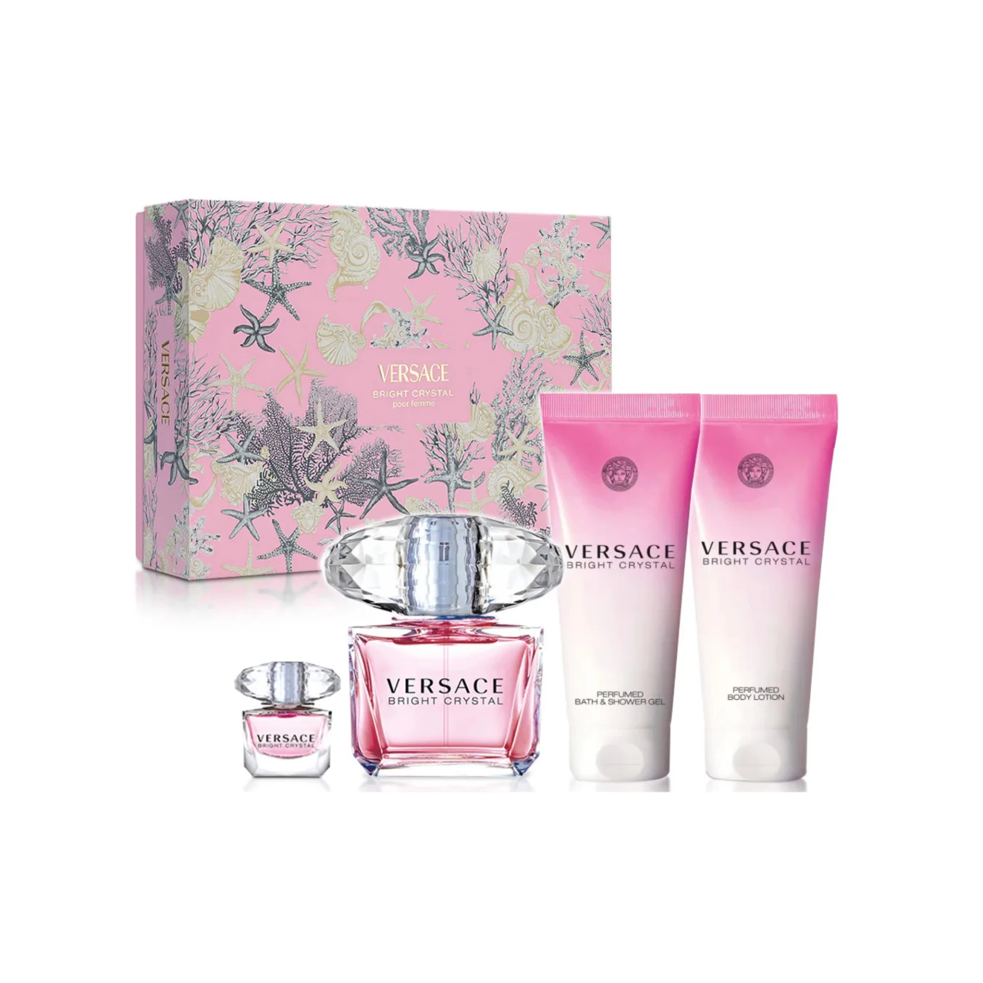 VERSACE 凡賽斯 香戀水晶香水禮盒(100ml+100ml乳液+100ml沐浴+小香5ml)