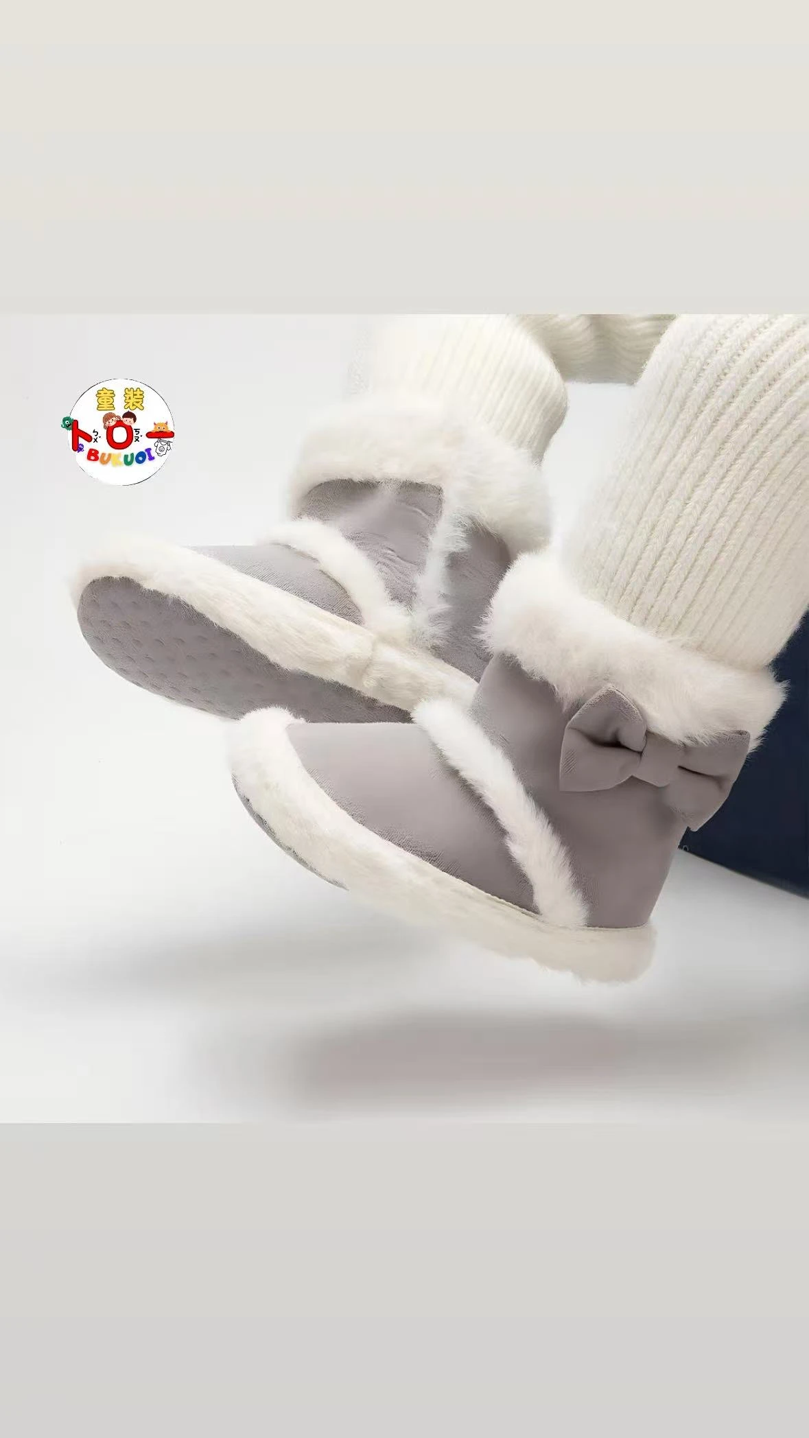 女童秋冬加絨保暖靴軟底鞋