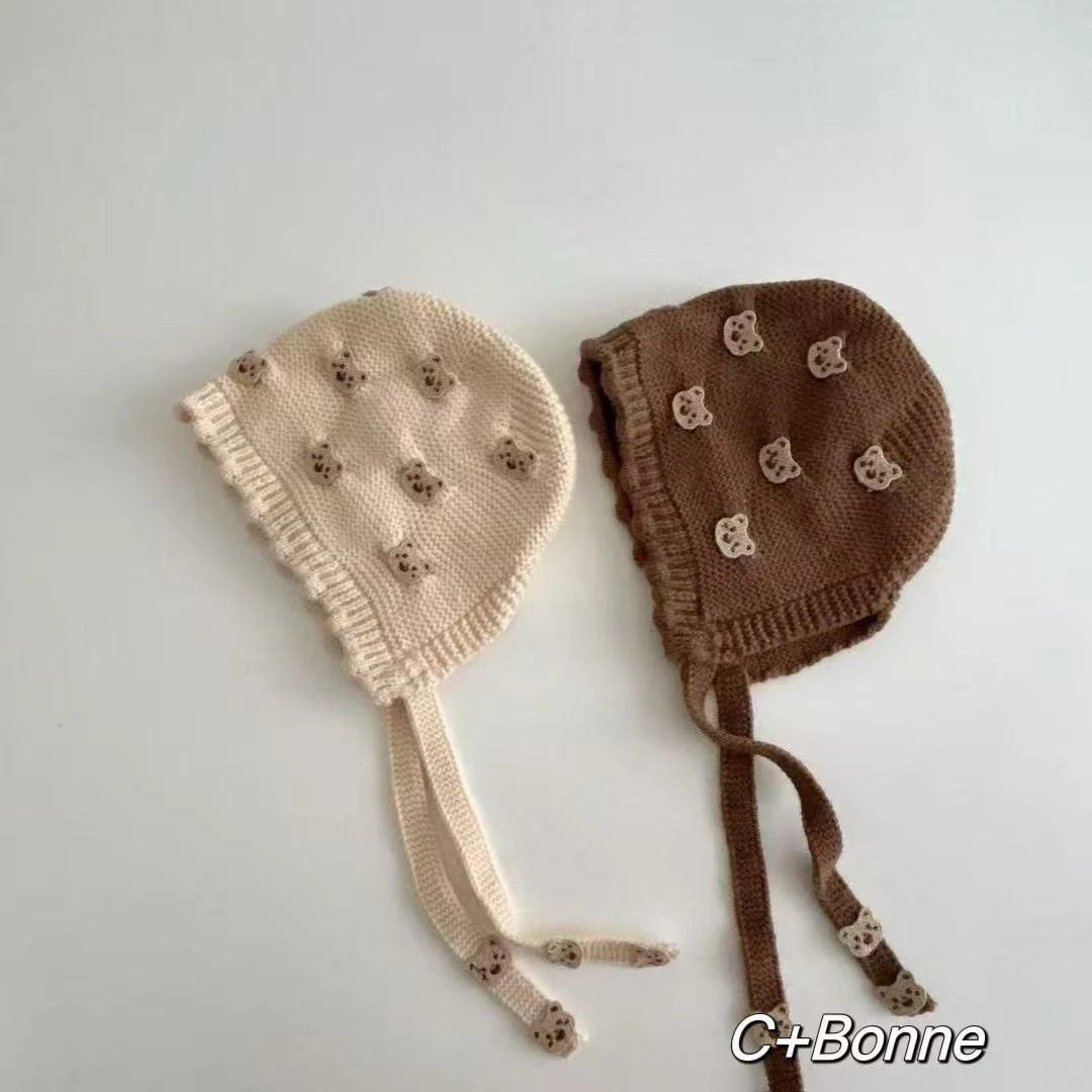 小熊蝴蝶結毛線帽