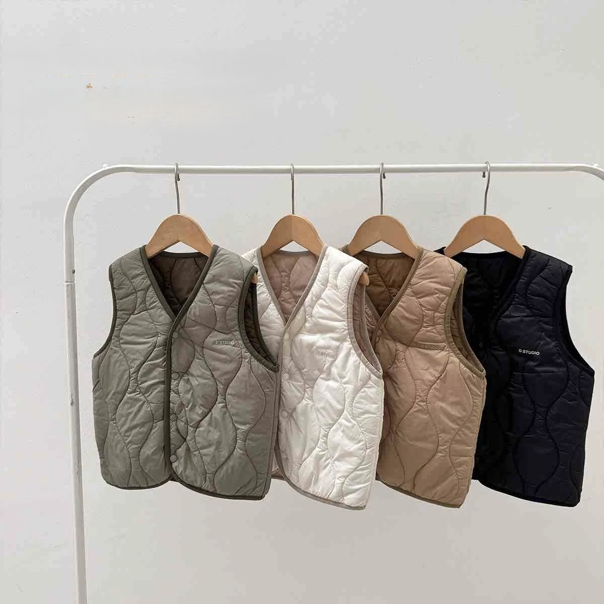 小童棉羊毛格紋背心